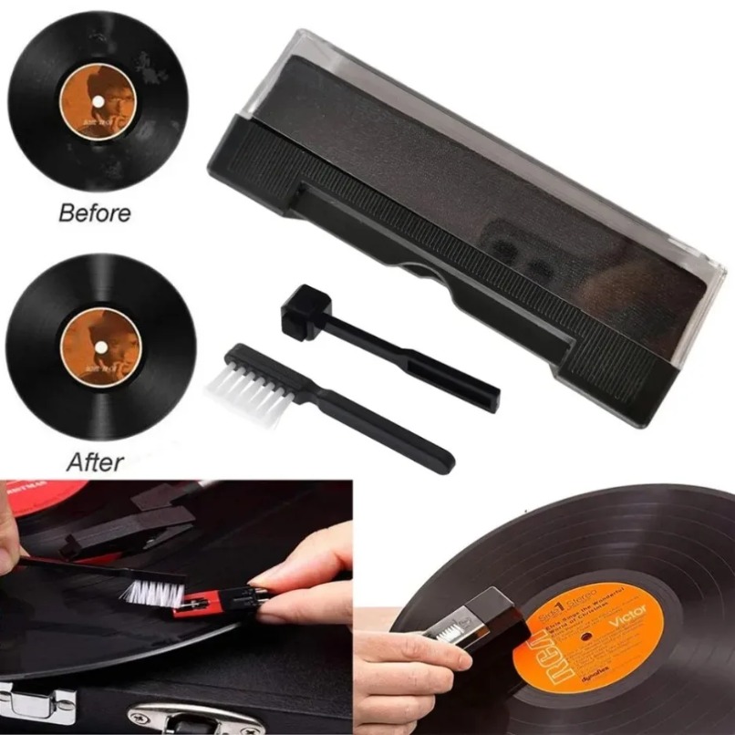 Audio Music Cleaner - ชุดแปรงทำความสะอาดแผ่นเสียงไวนิลป้องกันไฟฟ้าสถิต กำจัดฝุ่น พร้อมแปรงสำหรับเข็มเครื่องเล่นแผ่นเสียง สำหรับแผ่นเสียง LP เครื่องเล่นแผ่นเสียง