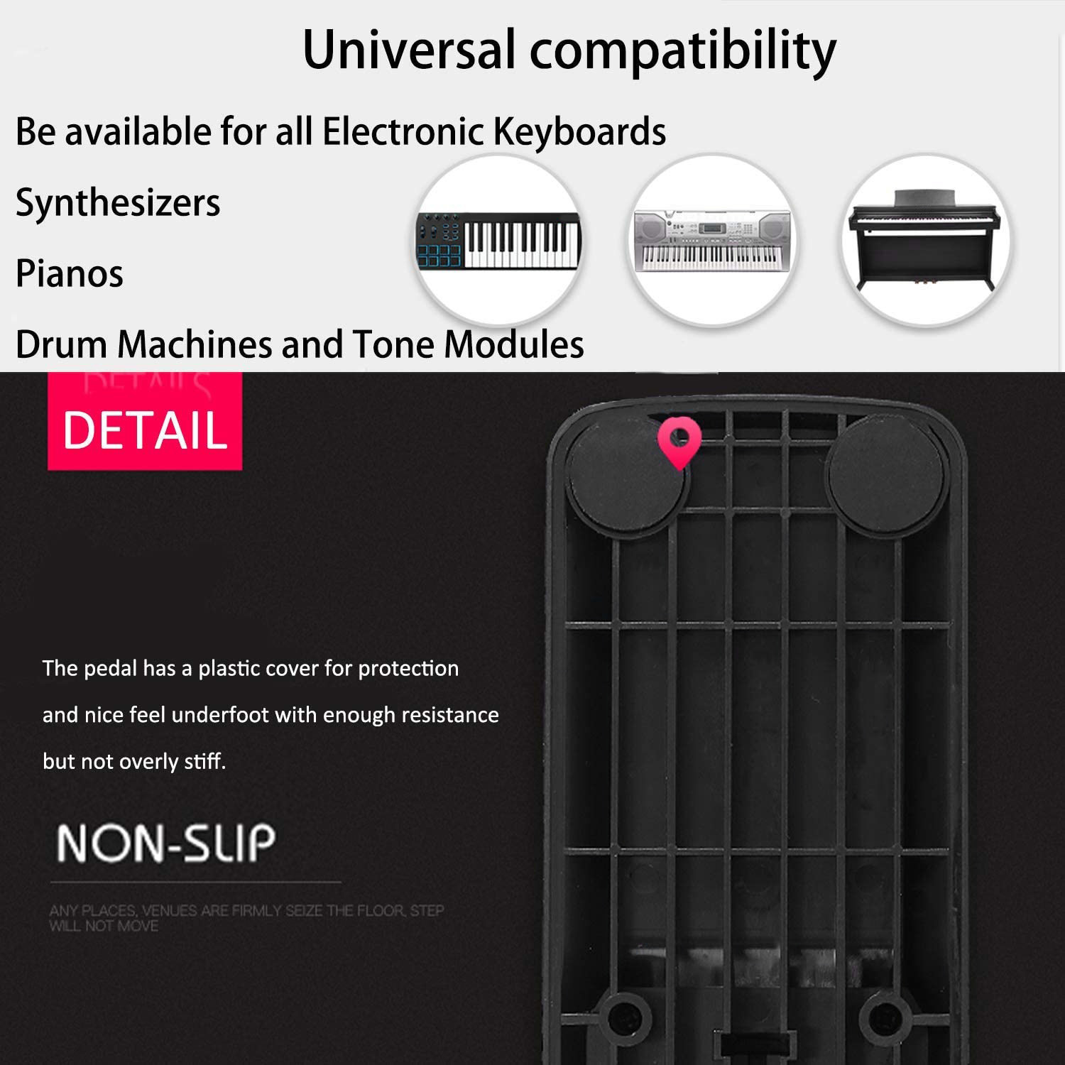 Piano Sustain Pedal - แป้นเหยียบซัสเทนแบบยูนิเวอร์แซล คุณภาพสูง กันลื่น ทนทาน สำหรับคีย์บอร์ด คีย์บอร์ด