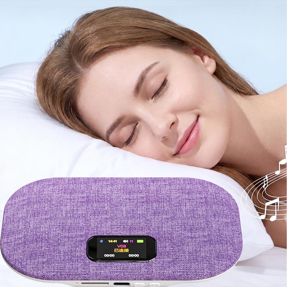 Audio Music To Lyrics - ลำโพงหมอนสำหรับห้องนอนเพื่อการนอนหลับ อุปกรณ์บลูทูธมัลติฟังก์ชันสำหรับฟังเพลง พร้อมหน้าจอแสดงเวลาและการซิงโครไนซ์เนื้อเพลง