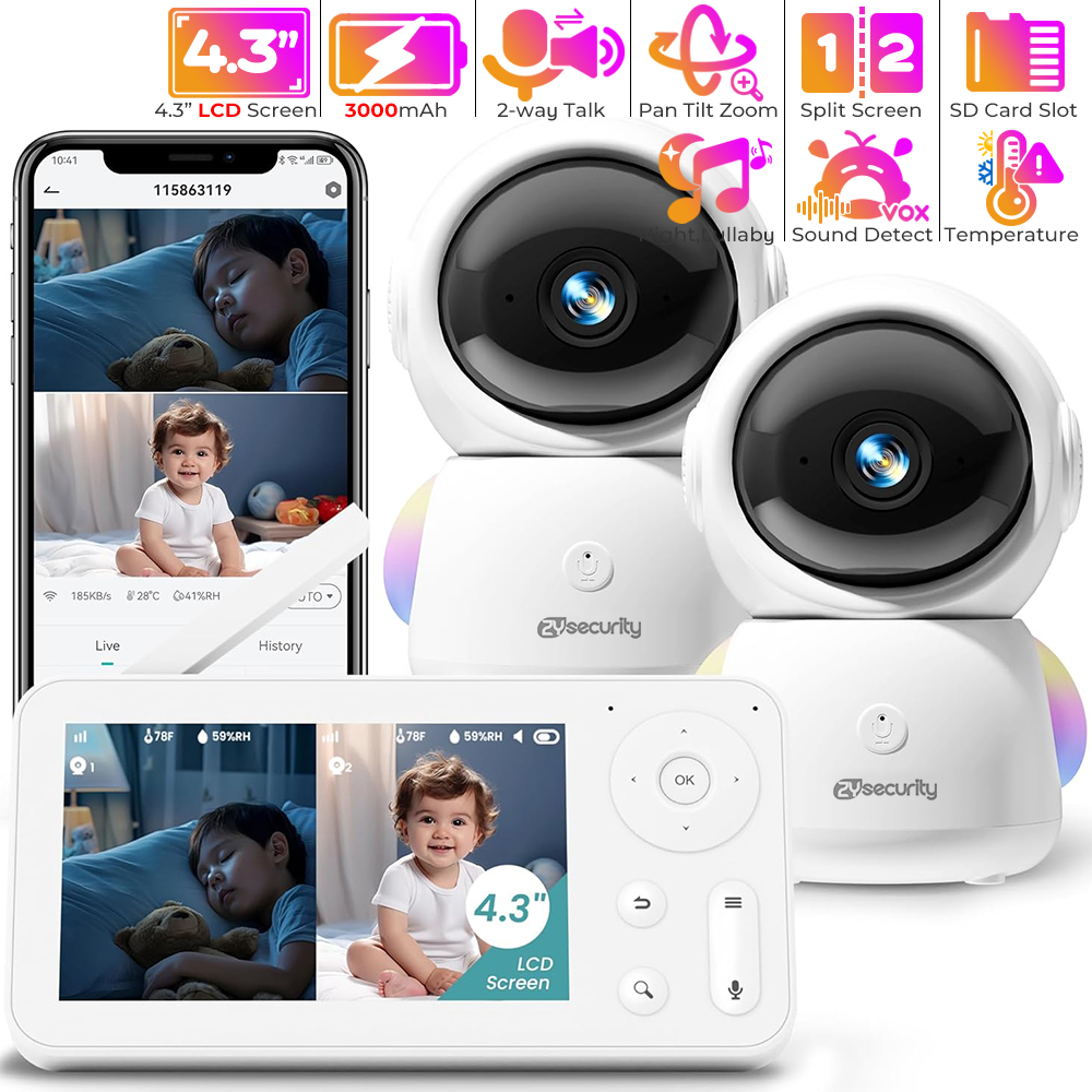 Audio Music Network - 2K Baby Monitor พร้อม 2 กล้องและเสียง