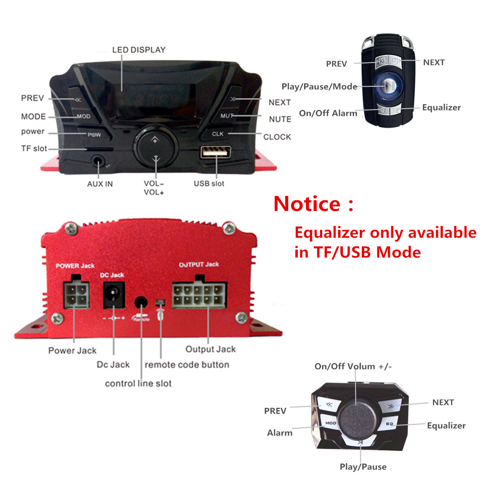 12V 4 ช่อง UTV ATV รถกอล์ฟรถจั - Audio Music Mp3 บทวิจารณ์และราคา