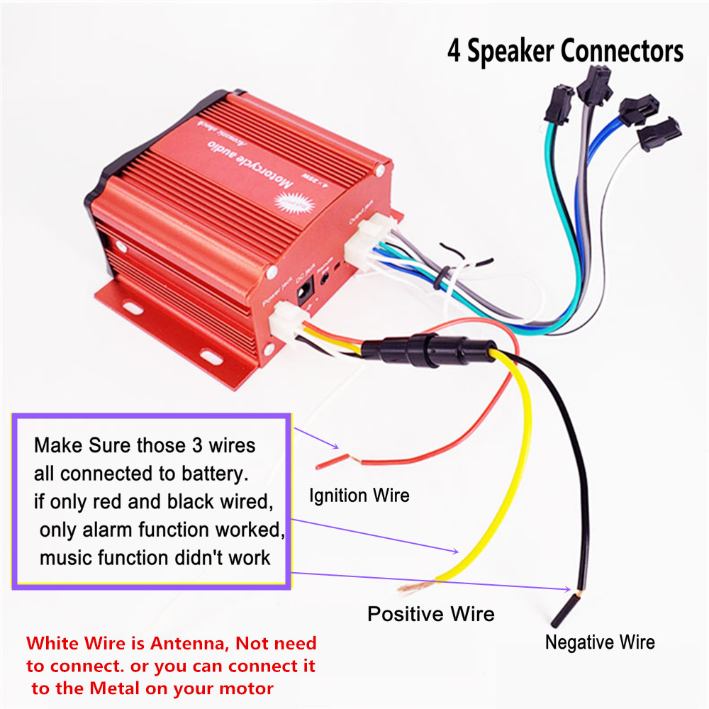 12V 4 ช่อง UTV ATV รถกอล์ฟรถจั - Audio Music Mp3 บทวิจารณ์และราคา