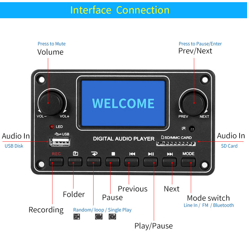 โมดูลเครื่องเล่น LCD UNISIAN M - Audio Music Mp3 บทวิจารณ์และราคา