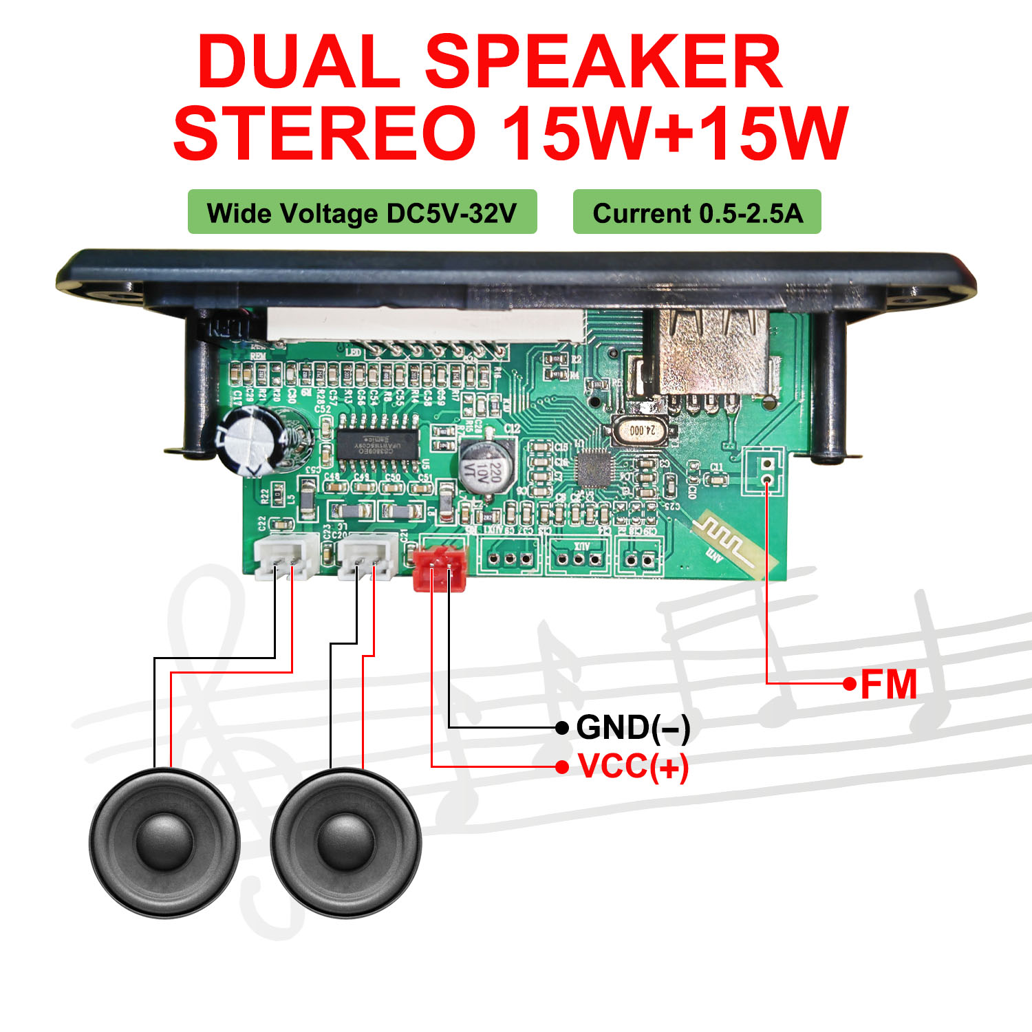 DC 5 V-32 V 30W Bluetooth5.0 เ - Audio Music Mp3 บทวิจารณ์และราคา