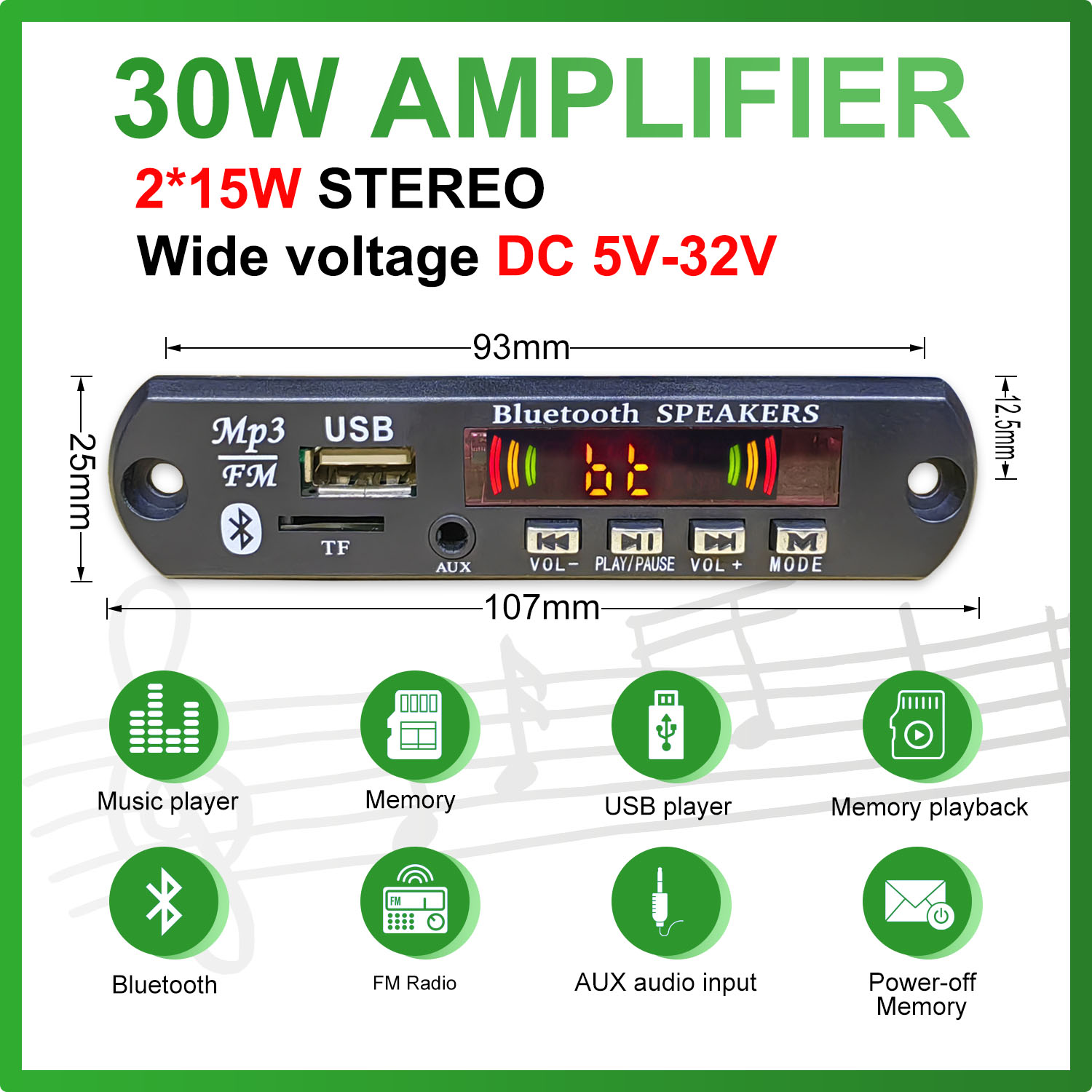 DC 5 V-32 V 30W Bluetooth5.0 เ - Audio Music Mp3 บทวิจารณ์และราคา